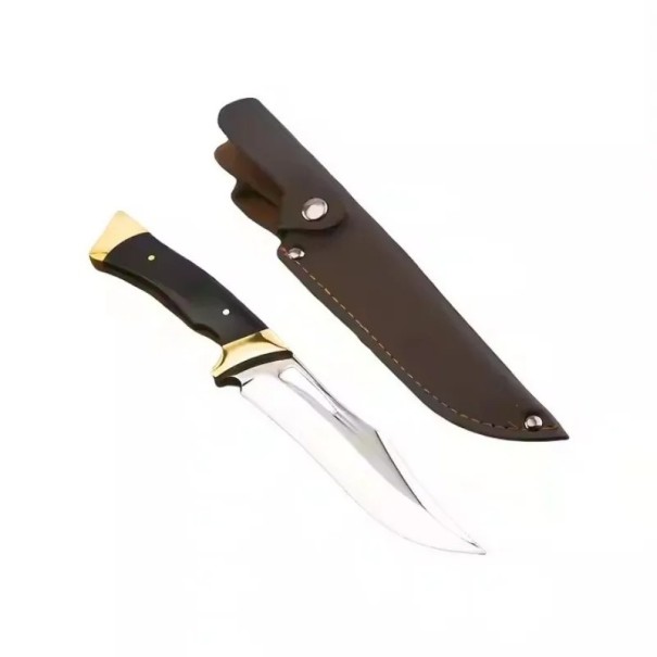 Kültéri éles, fix pengéjű kés, 18,5 cm-es, nagy keménységű rozsdamentes acél csontozó kés, EDC, tokkal, praktikus vadászeszköz 1