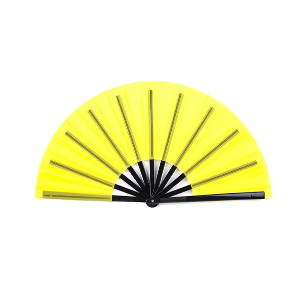 Kung fu vikbar plastfläkt 65 x 33 cm Martial fläkt för träning och prestation Traditionell kinesisk konst Självförsvar Dansdekoration gul