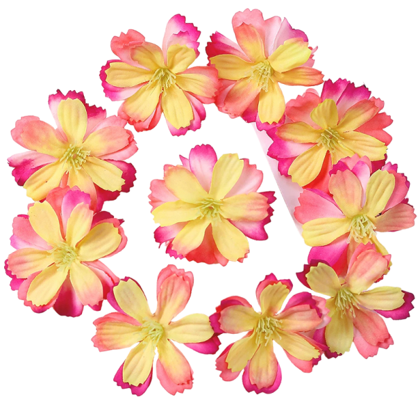 Kunstbloemen ter decoratie 30 stuks Set kunstbloemen Decoratieve bloemen roze-geel