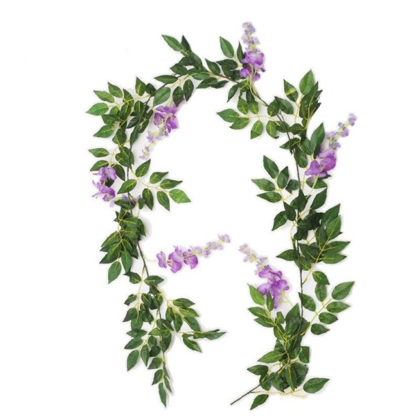 Kunstig guirlande med blåregnsblomster lavendel
