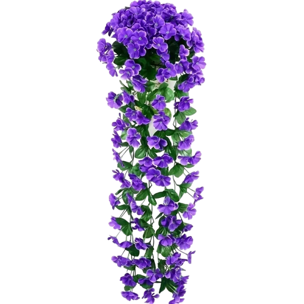 Kunstig hængende blomst 2 stk. Dekorativ kunstig blomst 75 cm lilla