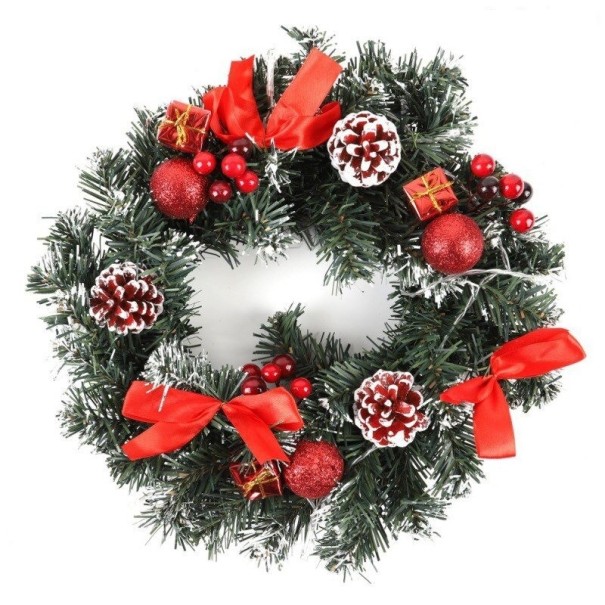 Kunstig LED-adventskrans rød 30 cm