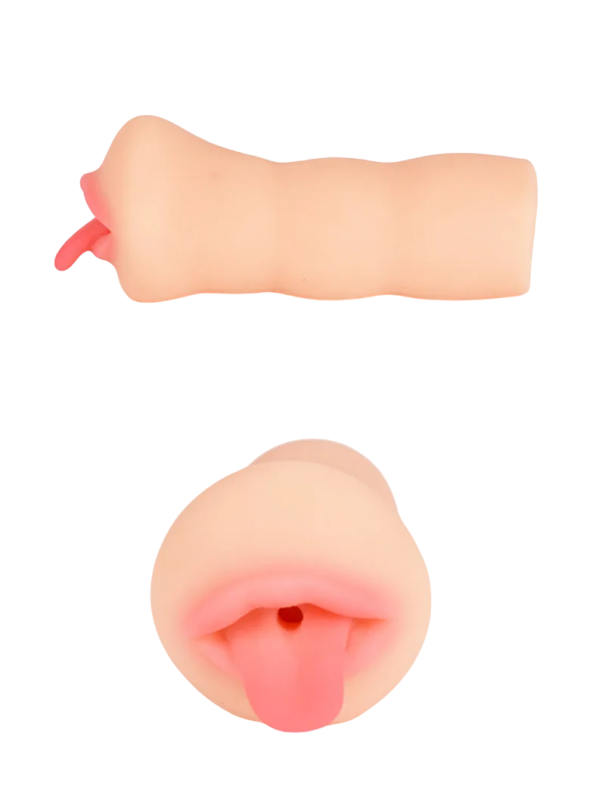 Kunstig mund med fremstående tunge, realistisk design, smal åbning, fleksibelt materiale, intens stimulering, nem vedligeholdelse, diskret emballage 1