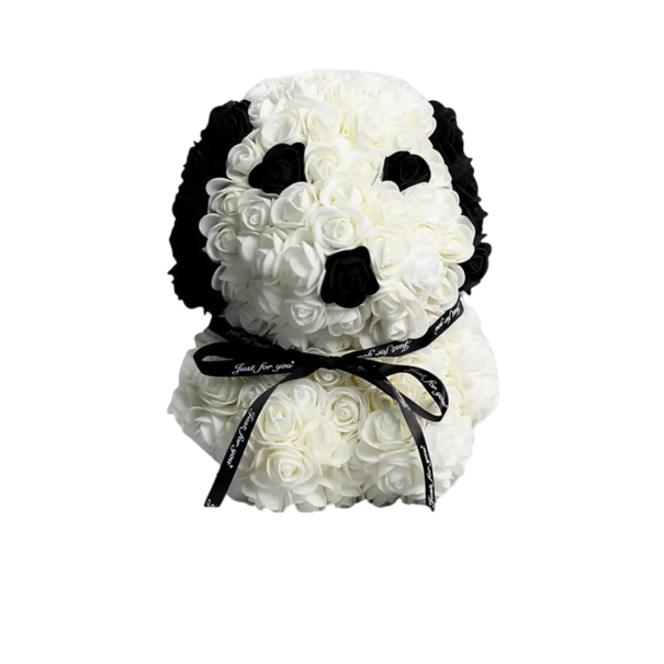 Kunstig Rose Hund 25 cm Håndlavet Blomsterfigur Indendørs Dekoration Romantisk Gave Valentinsdag Jubilæum Luksuriøs Ornament hvid