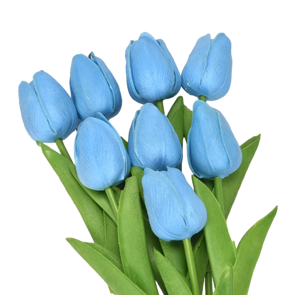 Kunstige blomster til dekoration 3 stk. Sæt med kunstige tulipaner Dekorative blomster blå