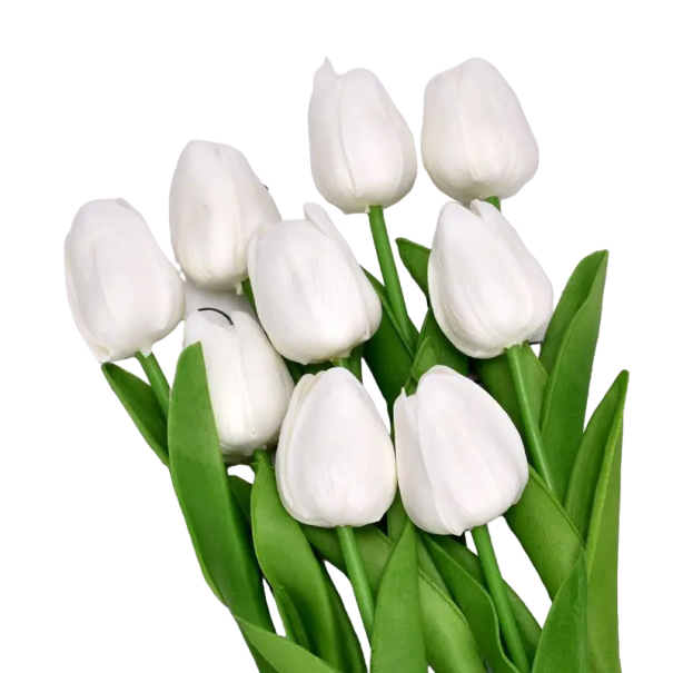 Kunstige blomster til dekoration 3 stk. Sæt med kunstige tulipaner Dekorative blomster hvid