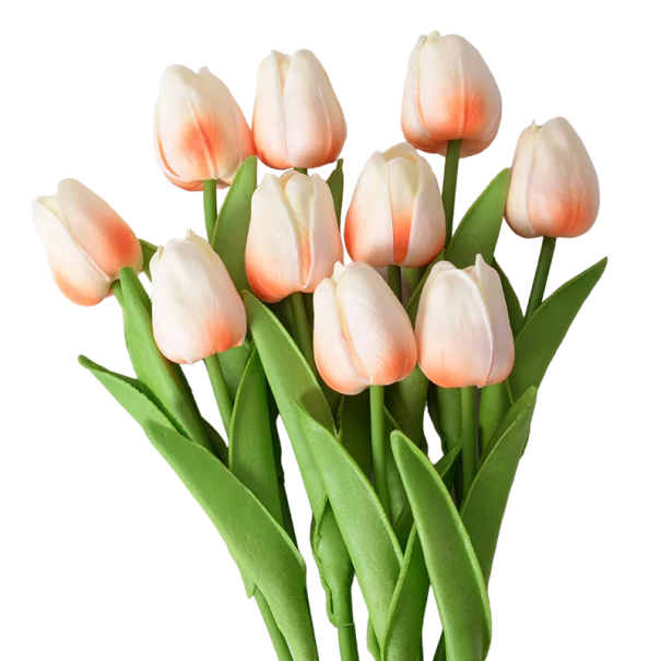 Kunstige blomster til dekoration 3 stk. Sæt med kunstige tulipaner Dekorative blomster lys orange