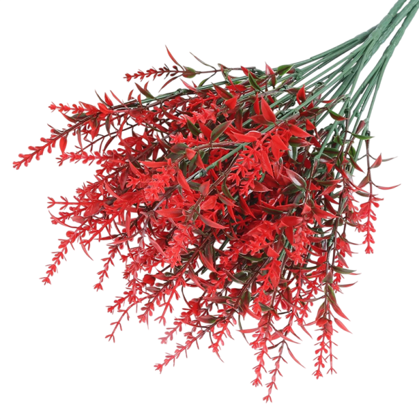 Künstlicher Blumenstrauß mit hängenden Blüten 35x14,5 cm Kunststoff Dekoration für Vase, Tisch, Kommode, Regal und Innenräume rot