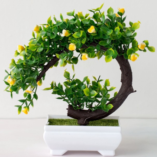 Künstlicher Bonsai im Topf gelb