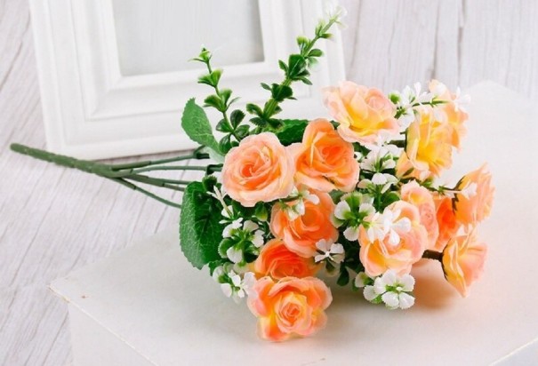 Kunstmatig boeket rozen oranje