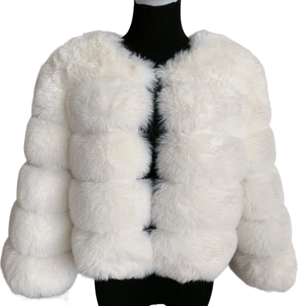 Kunstpelzjacke für Damen weiß S