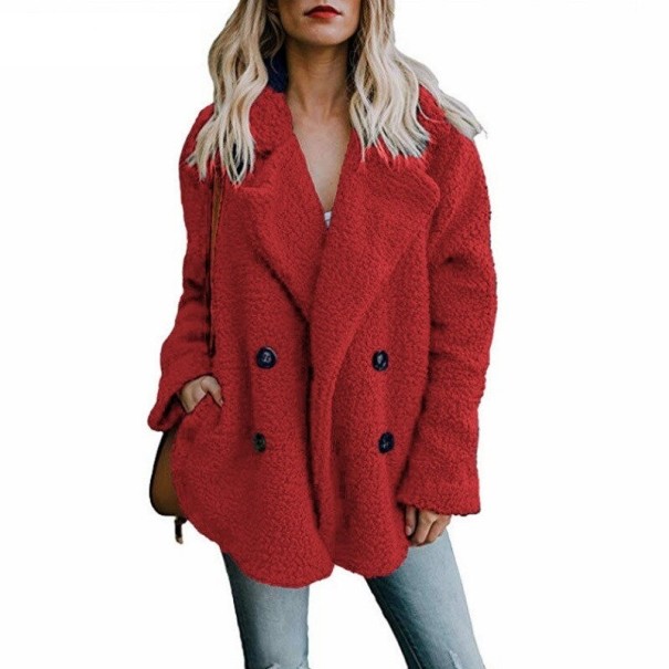 Kunstpelzmantel für Damen P1433 rot L