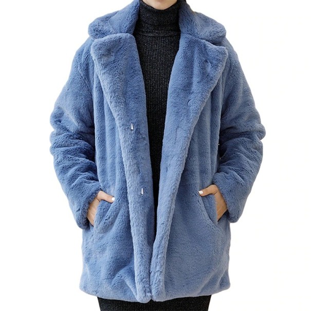 Kunstpelzmantel für Damen P1532 blau S