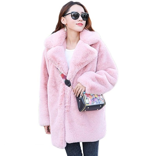 Kunstpelzmantel für Damen P1532 rosa M