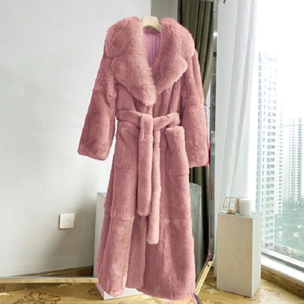 Kunstpelzmantel für Damen P1769 rosa 3XL