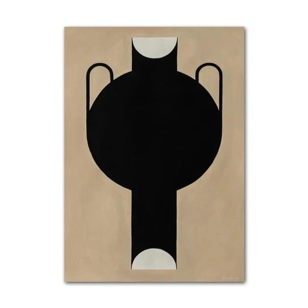 Kunstplakat abstrakt vase 50 × 75 cm tryk på lærred minimalistisk sort-beige motiv vægdekoration til indendørs brug 1