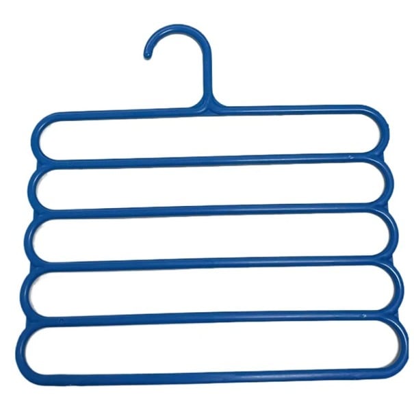 Kunststof kledinghanger 31 × 31 cm kleurrijke meerlagige hanger met 5 niveaus organizer voor broeken, sjaals en accessoires blauw