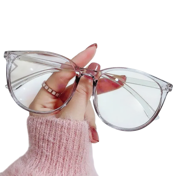 Kunststoffbrille mit Blaulichtfilter Augenschutz bei der Arbeit am Computer Gegen Augenermüdung Elegante, klare Gläser Bequeme Fassung transparent grau