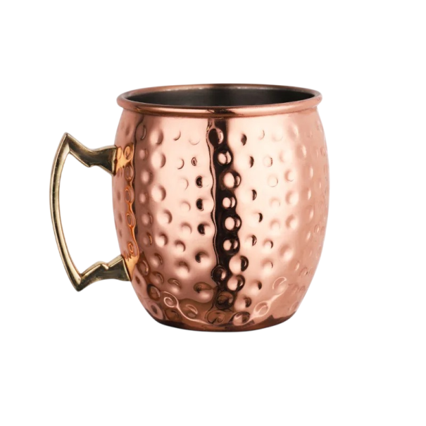 Kupferbecher mit gehämmertem Oberflächen und Henkel 530 ml aus Kupfer 8,8 x 10 x 8,8 cm für die Servierung von Getränken zu Hause kupfer