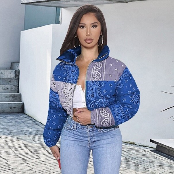 Kurze Damen-Übergangsjacke P1677 blau M