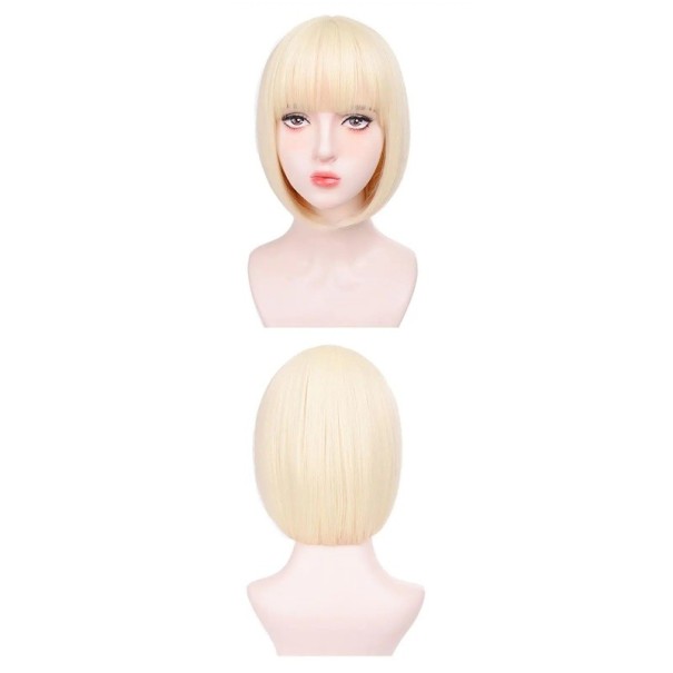 Kurze helllila synthetische Bobperücke 30 cm Cosplayperücke aus hitzebeständigem Material für Frauen, täglicher Gebrauch, Halloween-Party-Kostüm blond