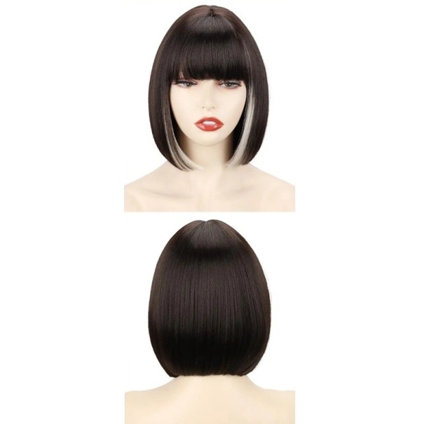 Kurze helllila synthetische Bobperücke 30 cm Cosplayperücke aus hitzebeständigem Material für Frauen, täglicher Gebrauch, Halloween-Party-Kostüm braun