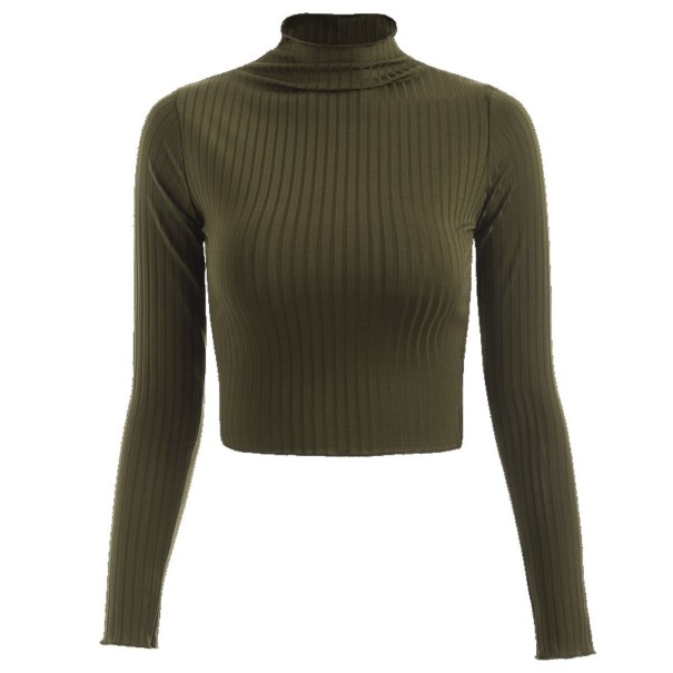Kurzer Rollkragenpullover für Damen armeegrün L