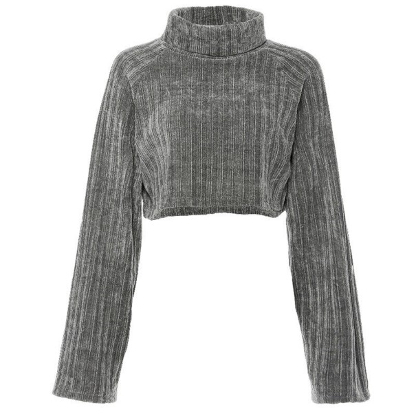 Kurzer Rollkragenpullover für Damen G275 grau M