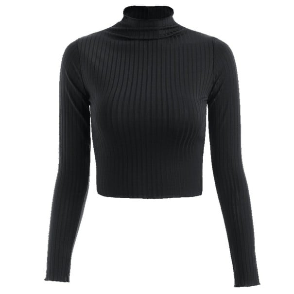 Kurzer Rollkragenpullover für Damen schwarz S