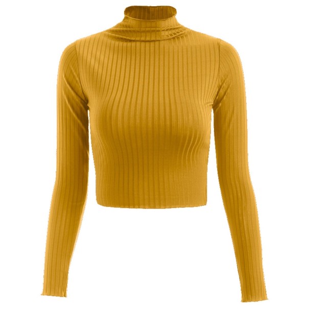 Kurzer Rollkragenpullover für Damen senf S