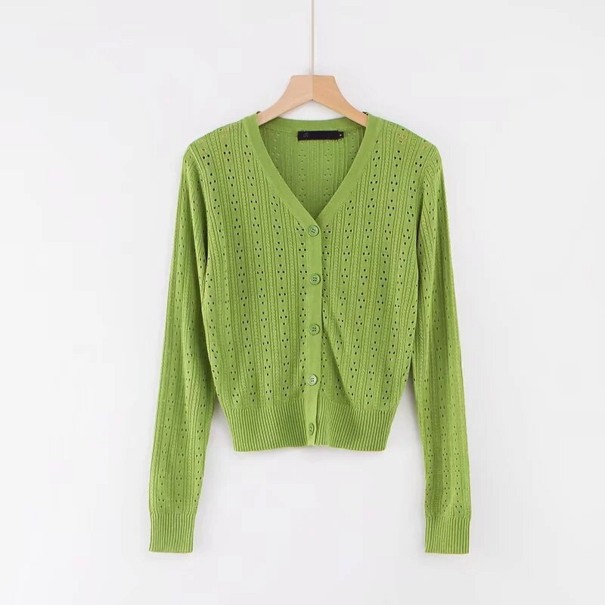 Kurzer Strickpullover für Damen G223 grün M
