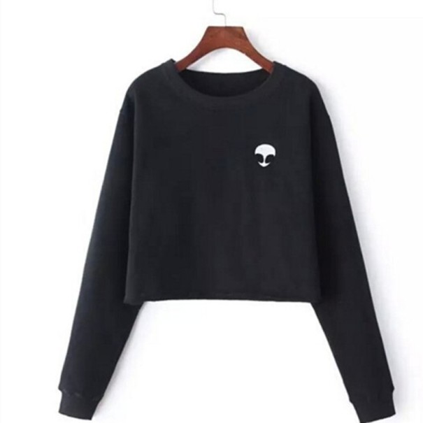 Kurzes Alien-Sweatshirt für Damen schwarz L