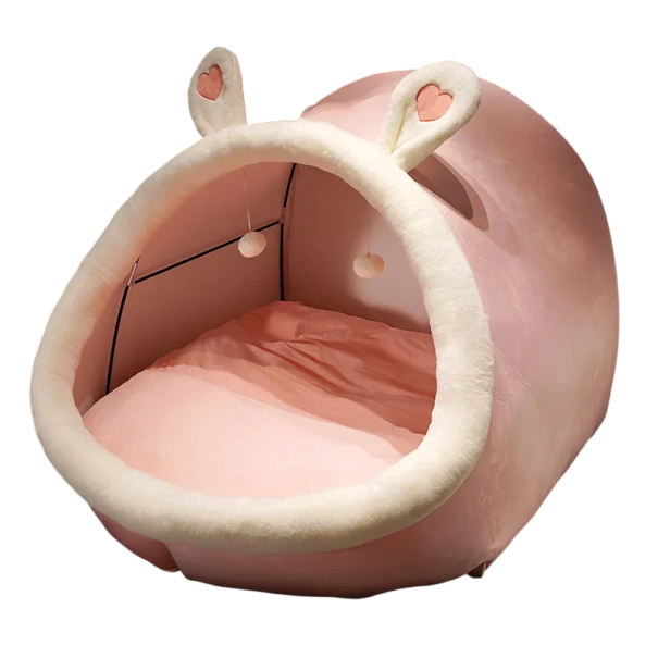 Kuschelbett für Menschen mit Hasenohren weich gepolstert mit rutschfestem Boden kreatives bequemes Schlafbett für Schlafzimmer und Zimmer rosa