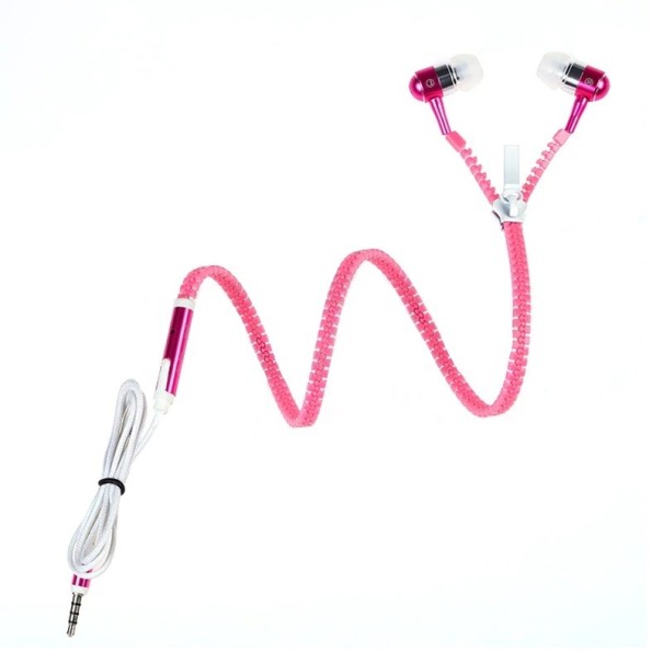 Kuulokkeet vetoketjulla vaaleanpunainen