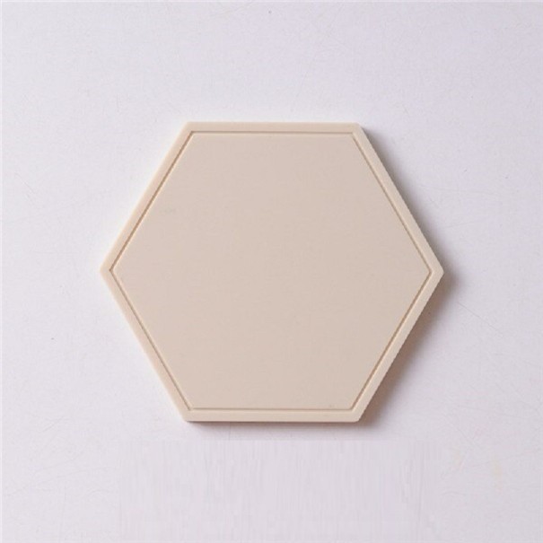 Kuusikulmainen silikoninen lasinalusi C233 beige