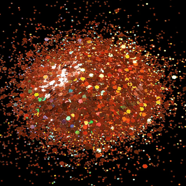 Kuusikulmaiset glitterit 10g PET PVC Kiiltävät koristeet koristelemiseen Kimallus luovaan tekemiseen Taide DIY Käsityöt Korut Manikyyri pronssi