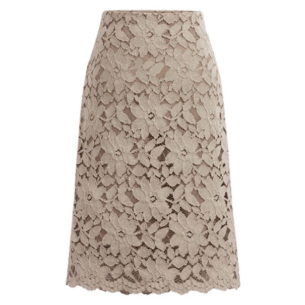Kvinders blyantnederdel med blomsterblonde beige XL