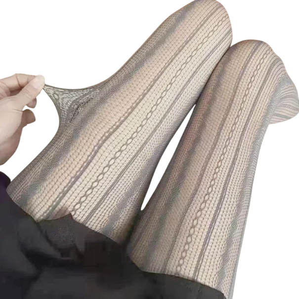 Kvinders transparente strømpebukser Delikat mønstret fiskenet Elegante strømpebukser Sexede strømpebukser til festkjoler Kostume Nattøj Mode grå