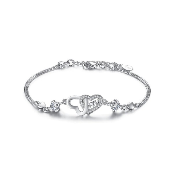Kvinnors armband kopplade hjärtan silver