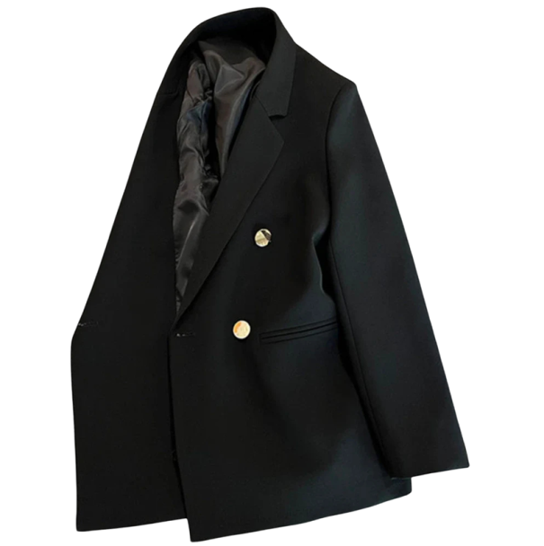 Kvinnors elegant jacka med krage och fickor Enfärgad jacka i polyester Stilig kappa i olika färger för kontoret, sociala evenemang och fritid svart M