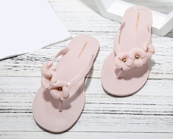 Kvinnors flipflops med blommor rosa 38