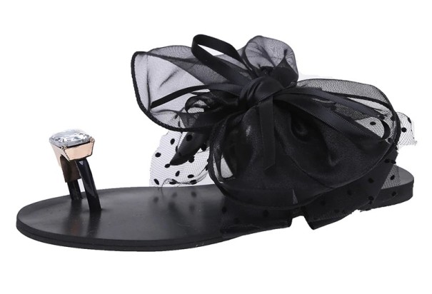 Kvinnors flipflops med rosett svart 39