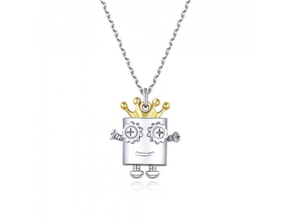 Kvinnors halsband med en robot guld