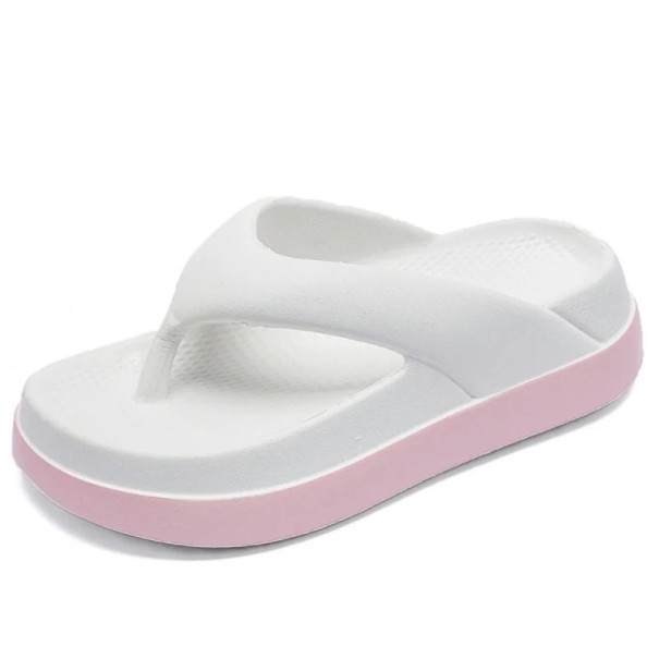 Kvinnors hög mjuk plattform Flip Flops sommar Halkfria tofflor Snygga bekväma skor för hemma och utomhus Varmt väder vit 38-39
