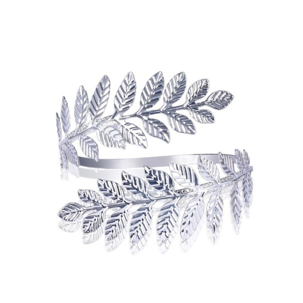 Kvinnors öppet armband med löv silver