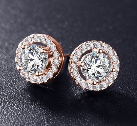 Kvinnors örhängen med zirkon J1753 rosa