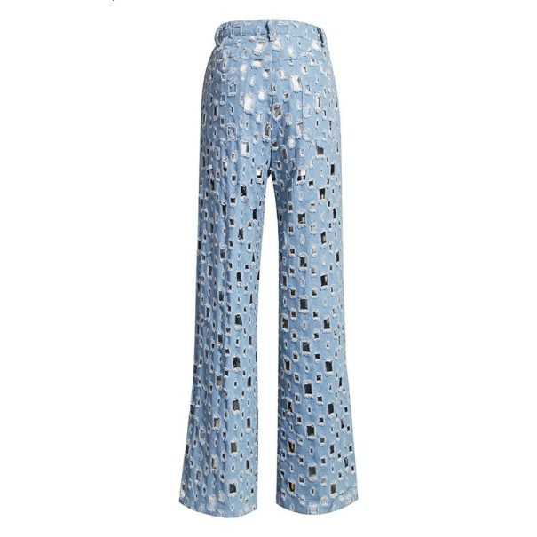 Kvinnors slitna jeans med klockbotten