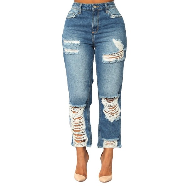 Kvinnors slitna stretchjeans L