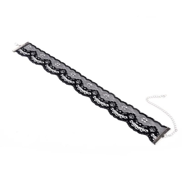 Kvinnors spets choker halsband med bandspänne zinklegering elegant accessoar för vardagligt bruk svart