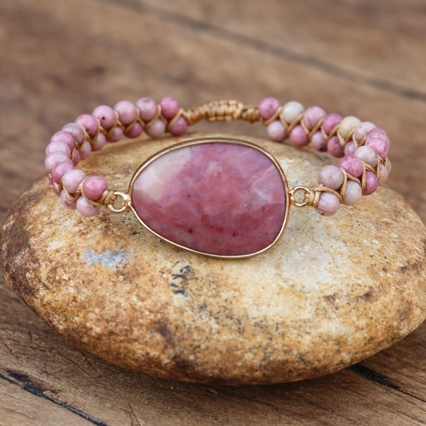 Kvinnors stenarmband H354 rosa